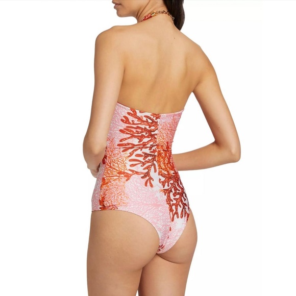 Silvia Tcherassi Coral Frazer Branch Adjustable Halter Neck One-Piece Swimsuit S - Picture 4 of 11